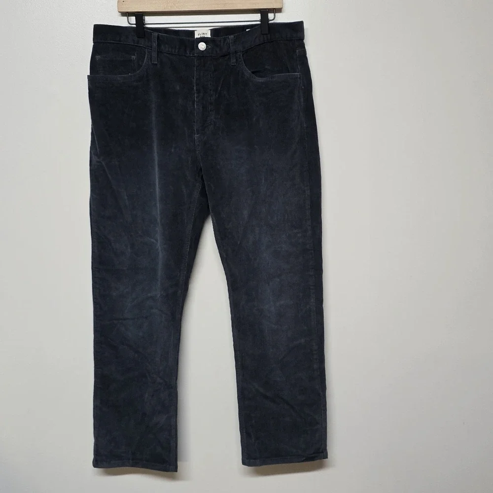Flint and Tinder Men's Straight Fit Corduroy Pants Size 36x29 Gray Preppy Hemmed